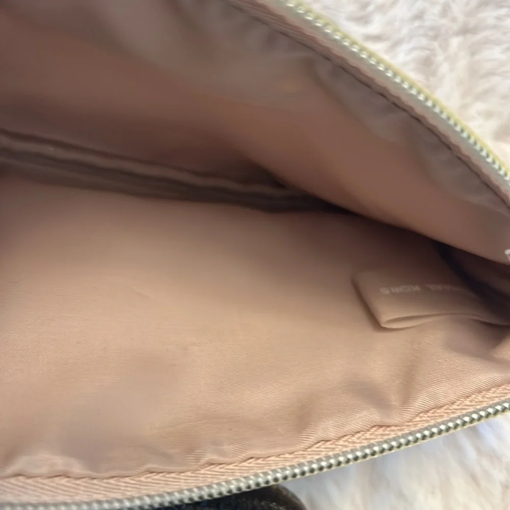 Michael Kors Beige Suede Pouch & Brown MK Signature Zip Wallet